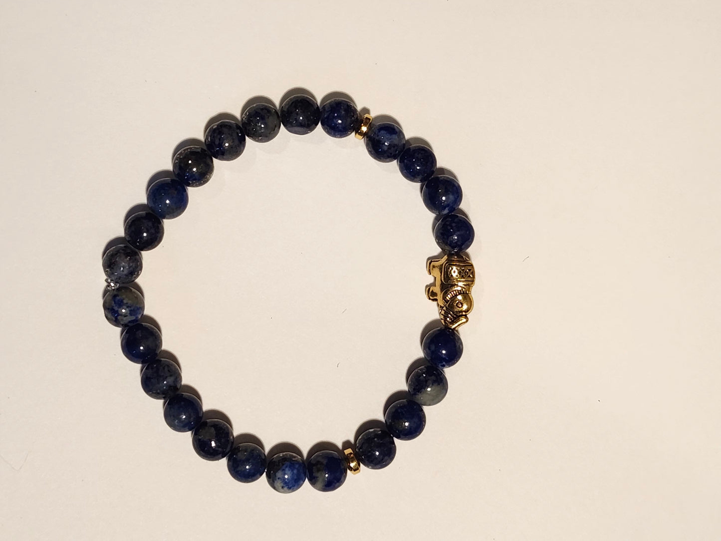 Blue Tiger Eye Gold Elephant Bracelet
