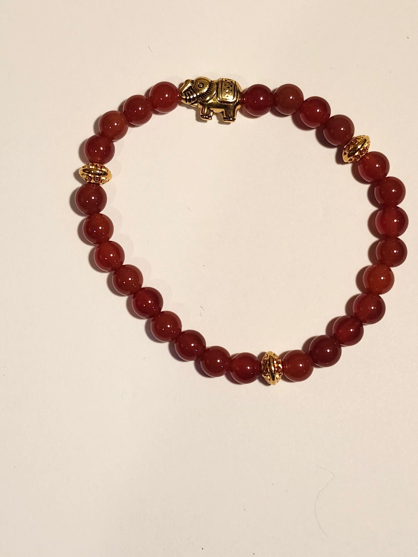 Carnelian Elephant Gold Bracelet