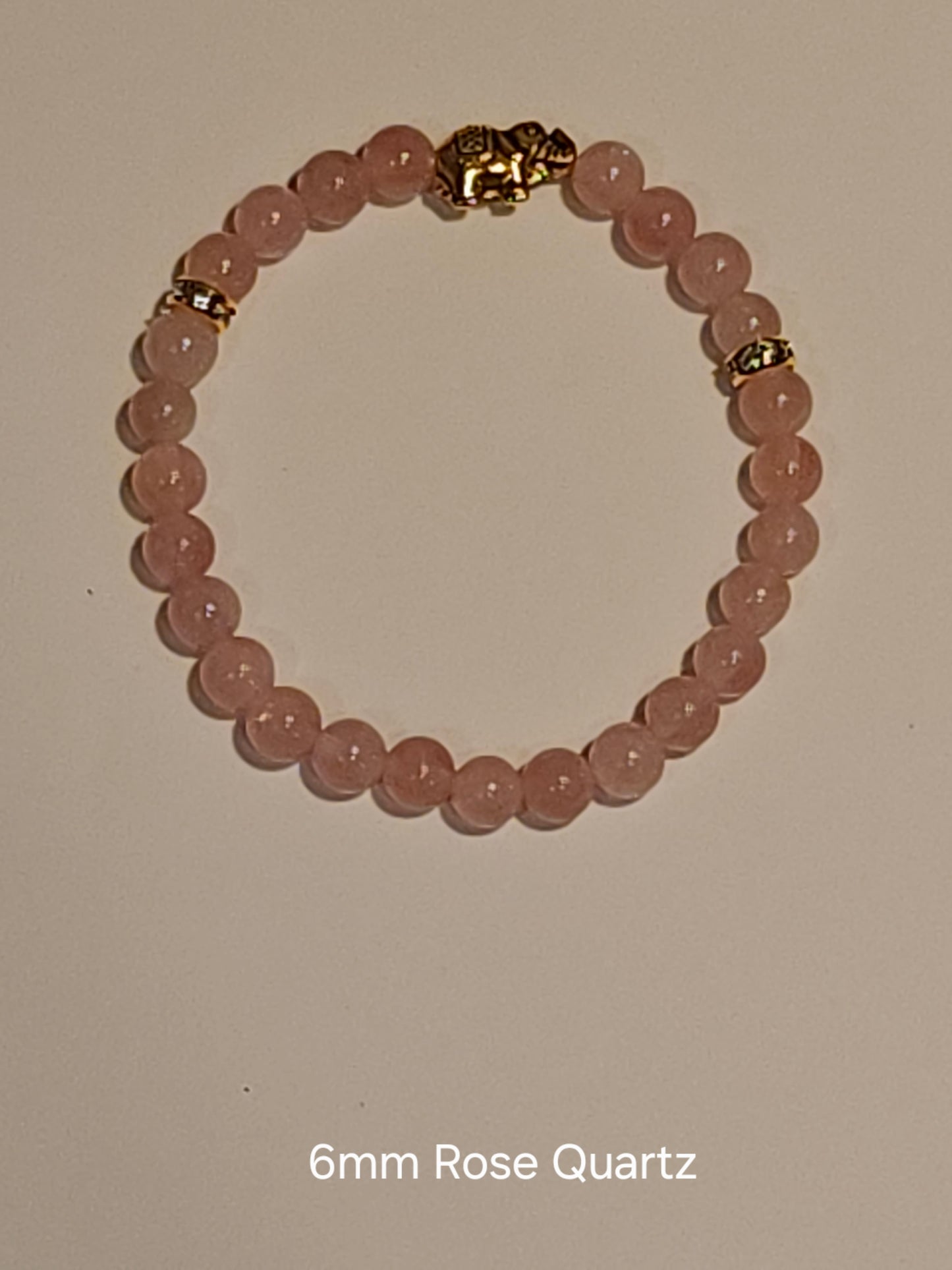 Rose Quartz Elephant Bracelet 6mm