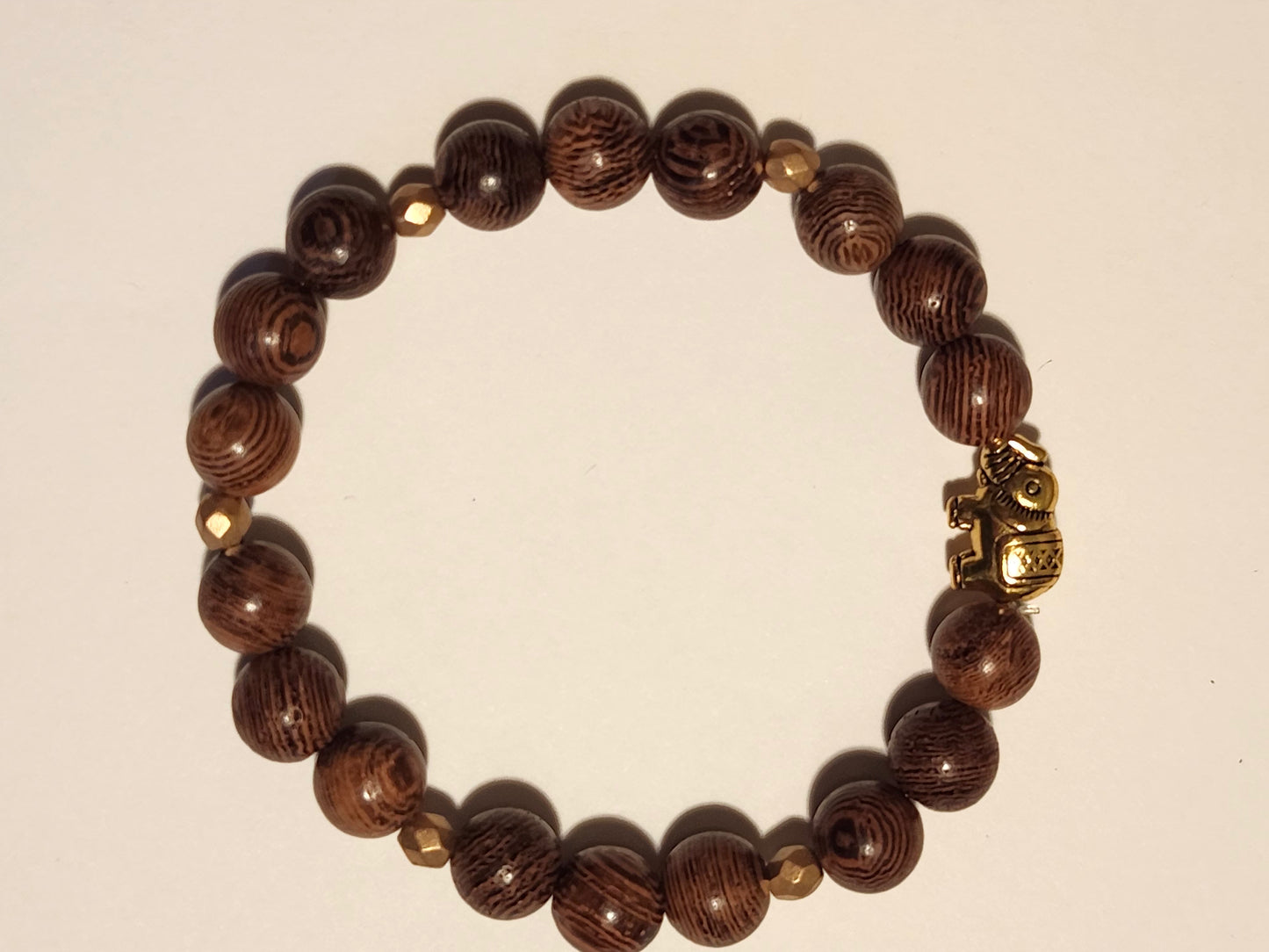 Wood Bead Elephant Bracelet