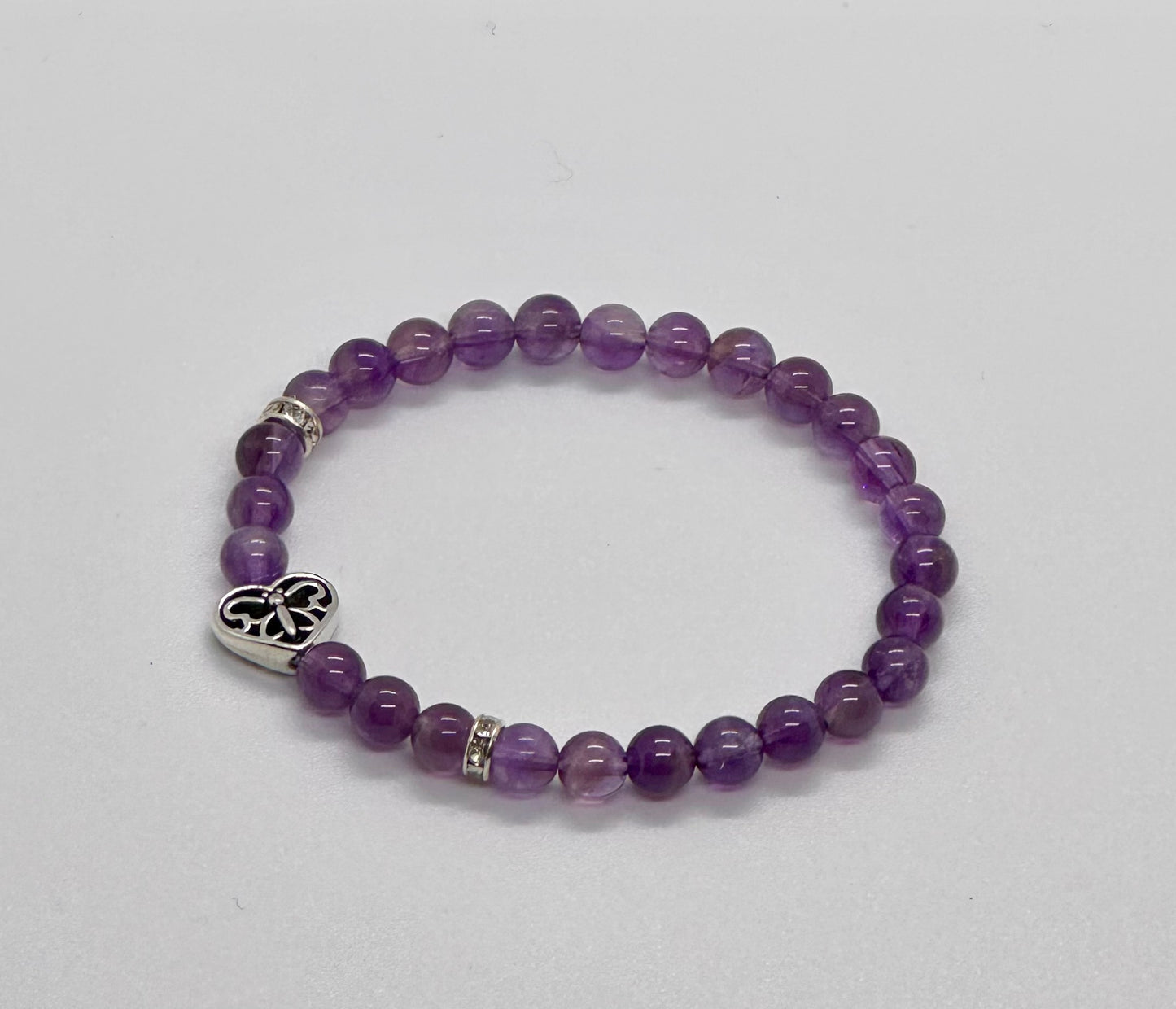 Amethyst Filagree Butterfly Heart Bracelet