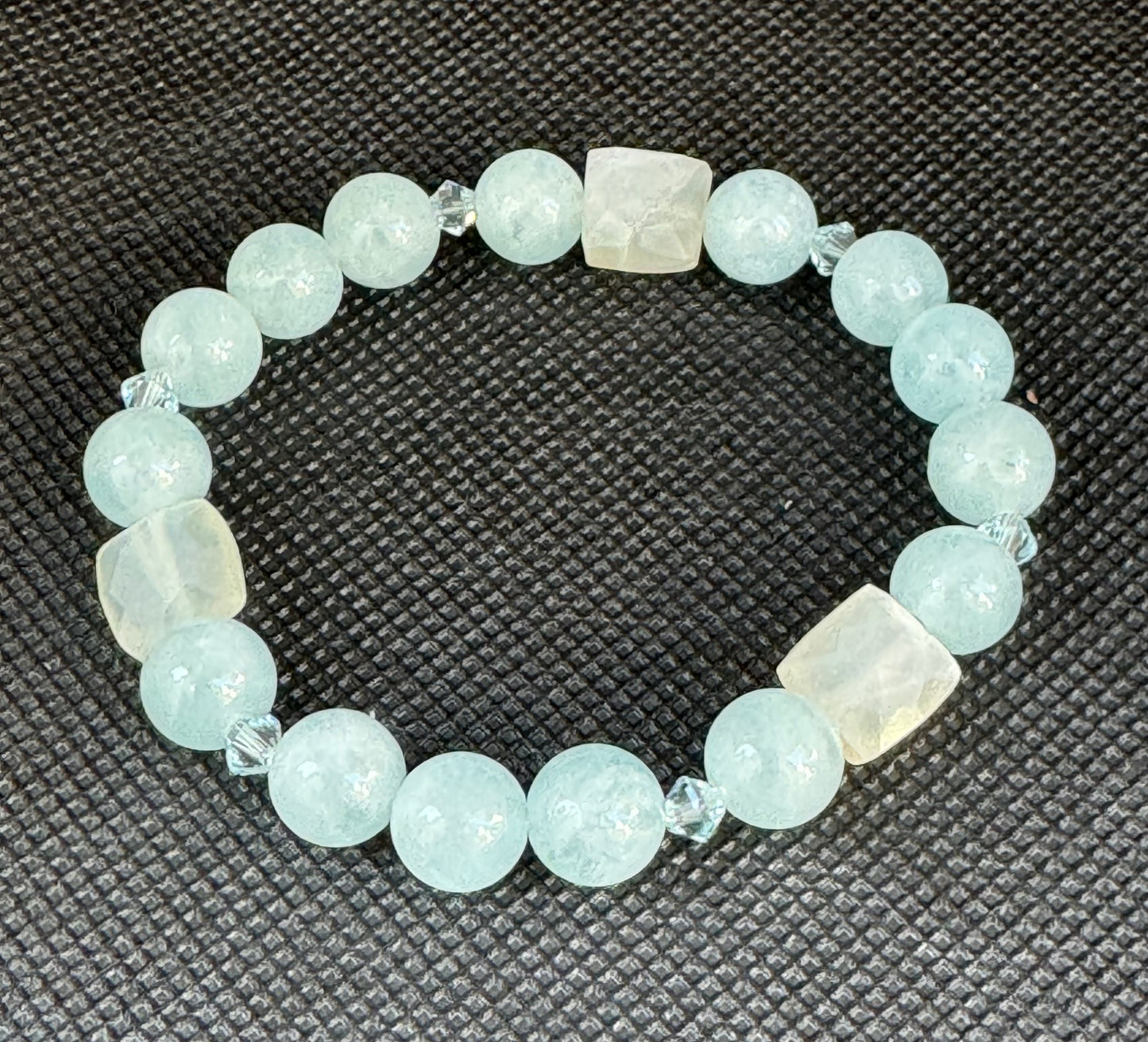 Aquamarine & Moonstone Bracelet with Genuine Austrian Crystal