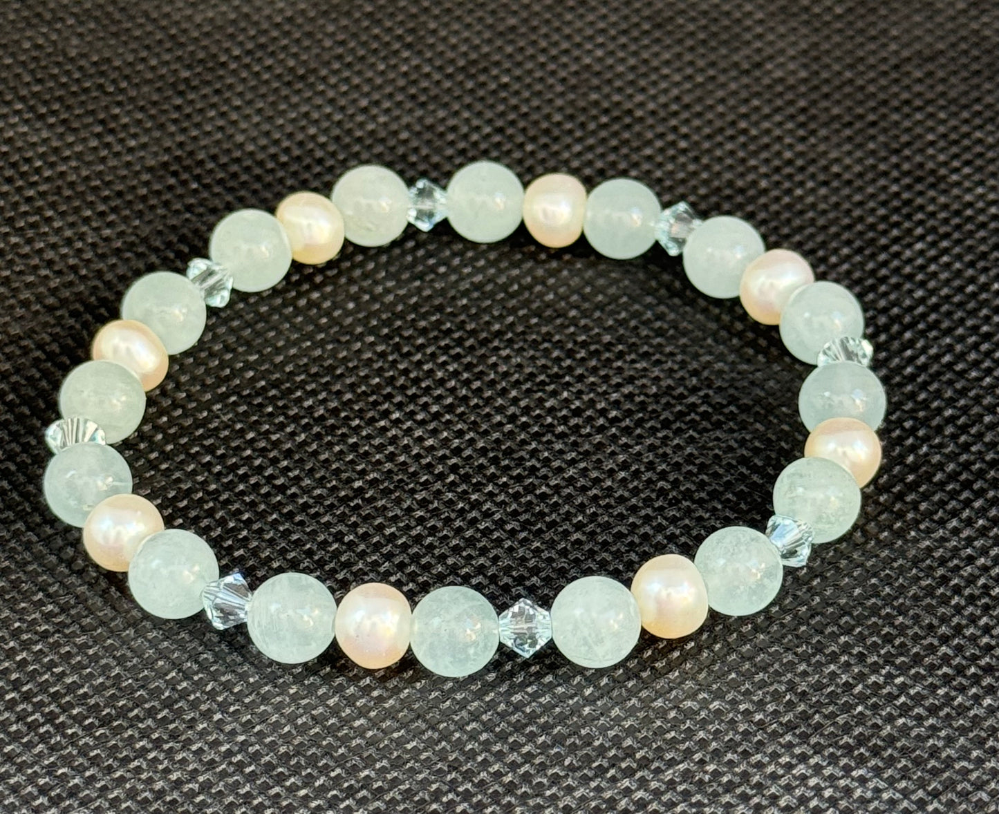 Aquamarine & Natural Pearl Bracelet with Genuine Austrian Crystal