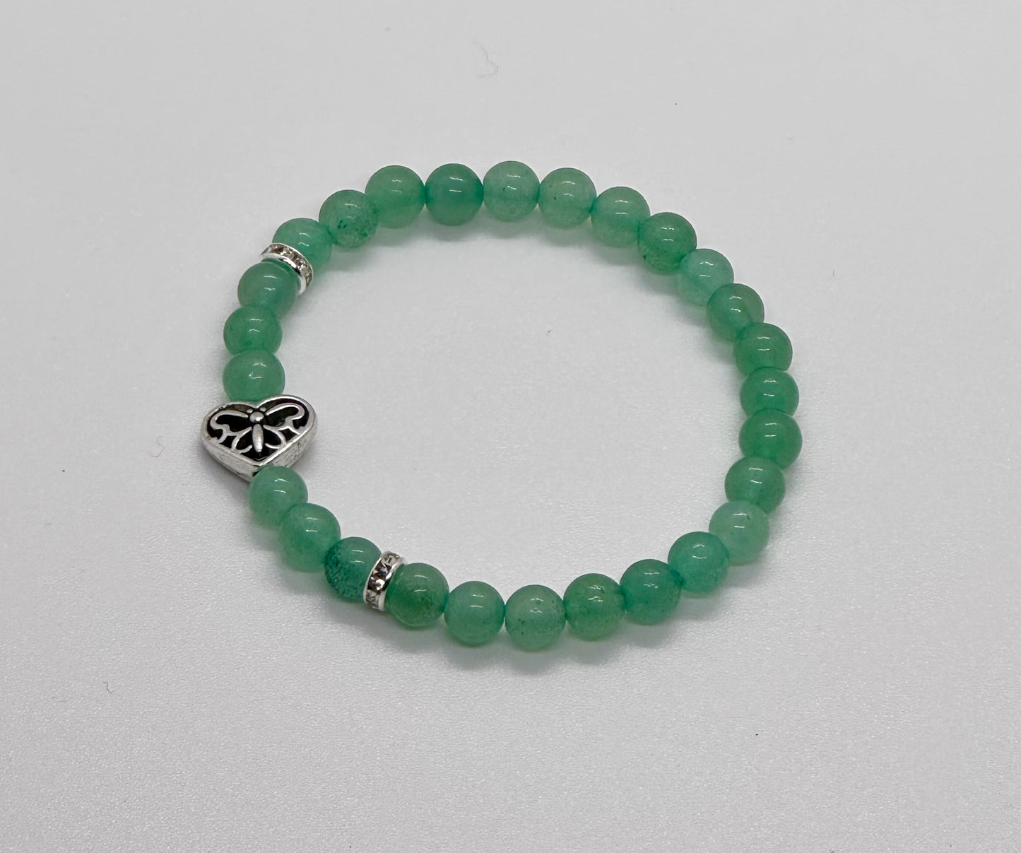 Green Aventurine Filagree Butterfly Heart Bracelet