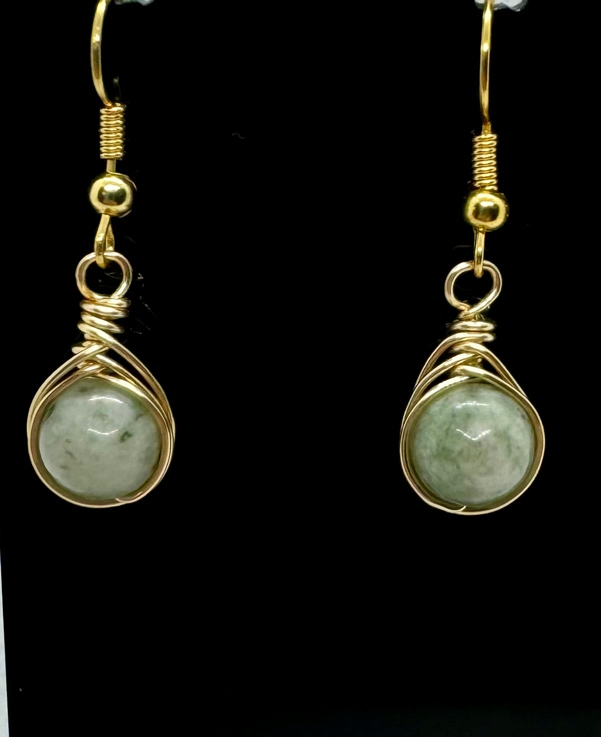 Burmese Jade Wire Wrapped Earrings