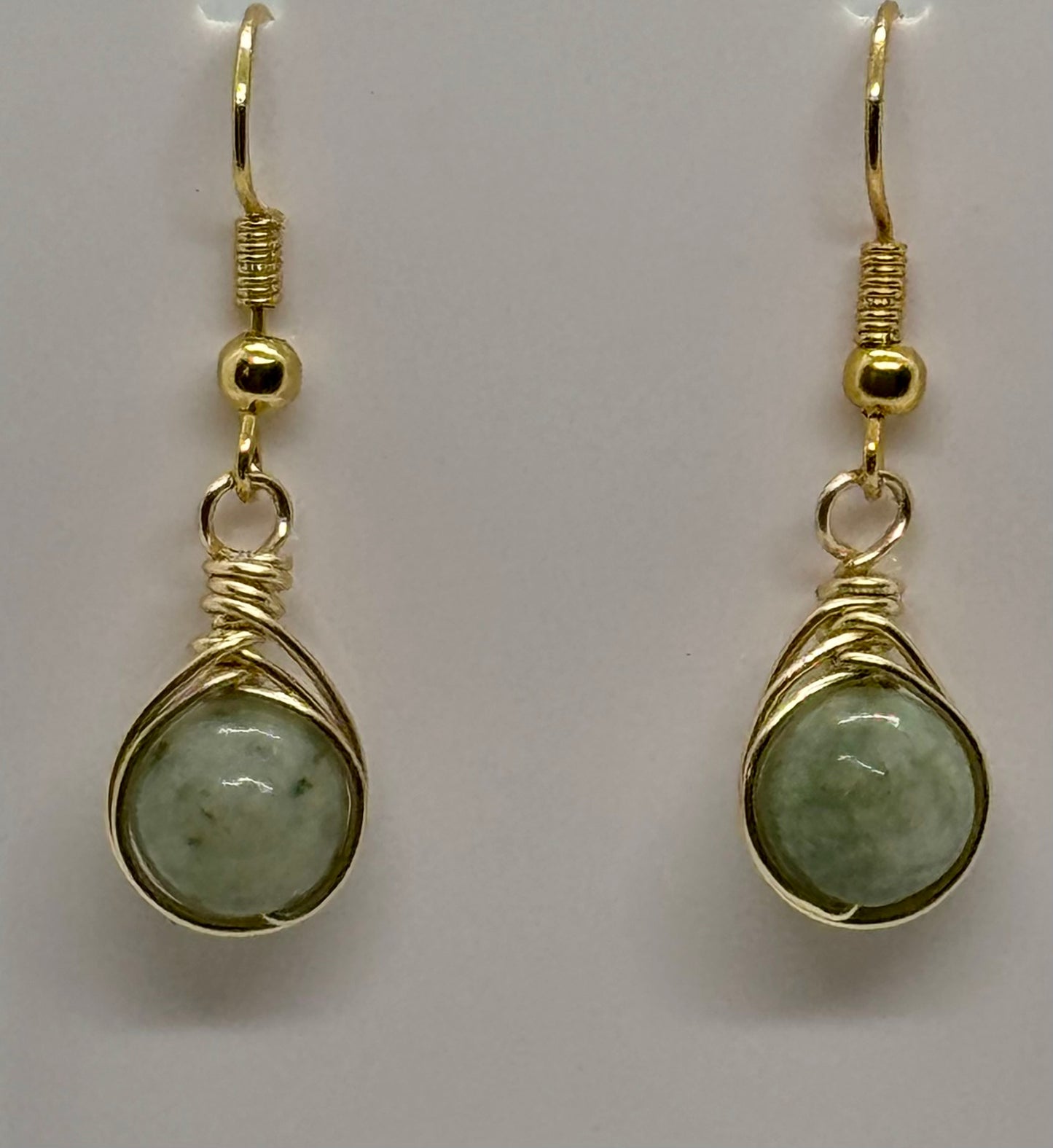 Burmese Jade Wire Wrapped Earrings