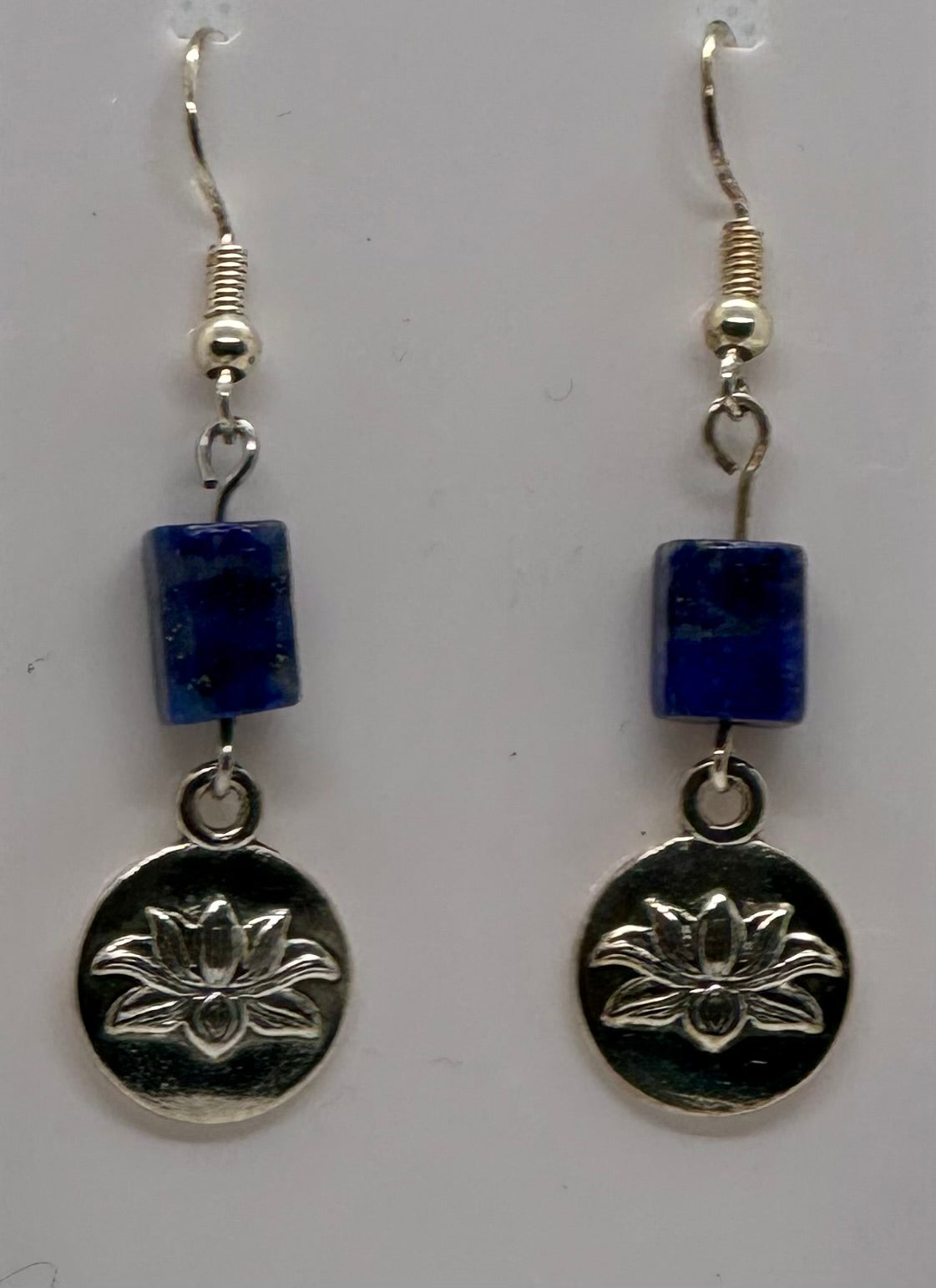 Lapis Lazuli  Lotus Dangle Earrings