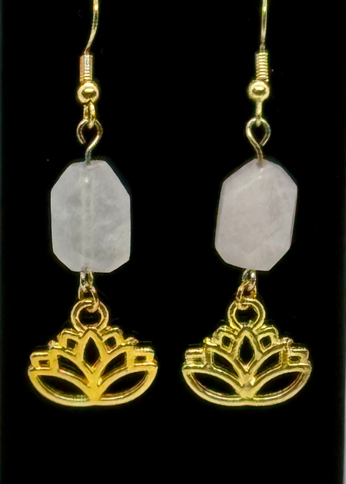 Rose Quartz  Lotus Earrings